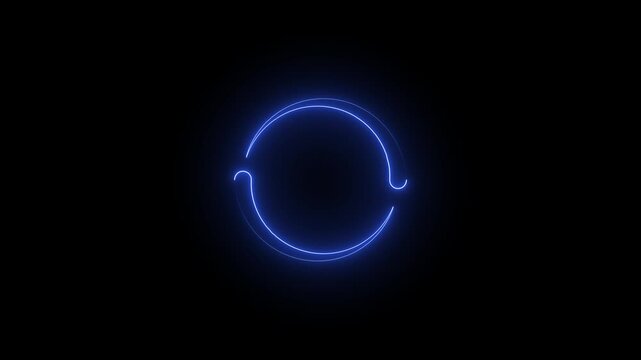 Neon Circular Loader Animation on black background.4k video