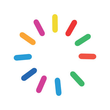 Colorful radial burst or sunbeam design with rounded rectangles on a white background