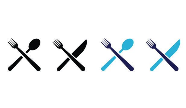spoon icon set. rossed spoon and fork dining options sign. restaurant availability symbol 
