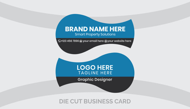 Modern Abstract Wave Shape Die-Cut Business Card Template for Creative Professionals