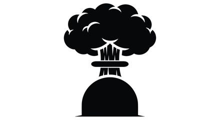 Stylized black and white illustration of a mushroom cloud explosion © Imdadul_Studio