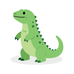 Fototapeta premium Illustration of a cheerful green dinosaur with dark green spots standing up straight