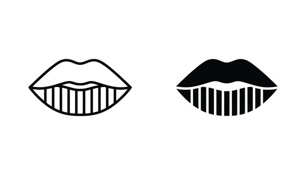 Abstract lips icon set with dental or striped pattern for beauty and cosmetic industry marketing and design projects
