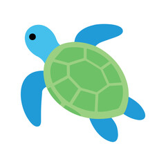 Obraz premium Sea turtle with green shell swims in the ocean near the surface of the water