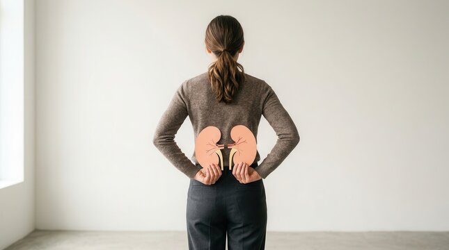 A person holding kidney shaped paper cutouts to represent chronic kidney disease concept.