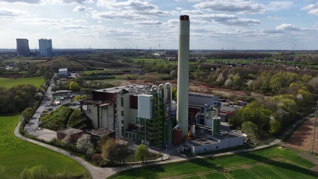 Aerial view of a modern waste incineration plant in germany