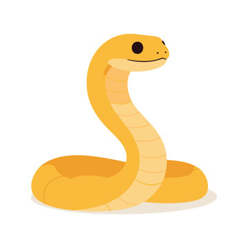 Cute yellow snake with a simple design sits upright