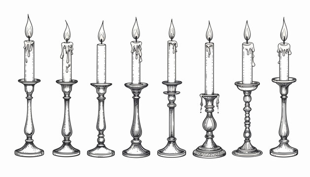 Vintage Candlesticks Lineup menorah vector