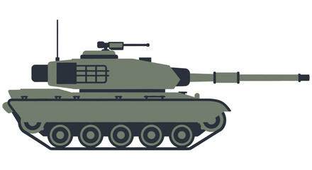 Stylized illustration of a military tank viewed from the side in olive green © SHYFUL_STUDIO