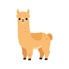 Fototapeta premium Illustration of a fluffy llama standing with a unique, one-eyed expression