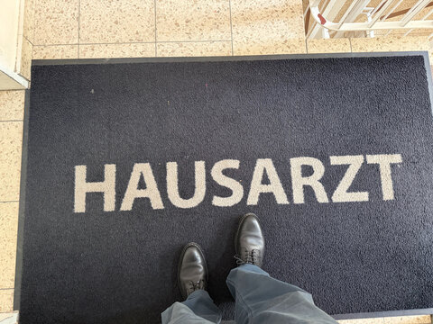 Hamburg, Germany - October 15, 2025:  Entrance to a general practitioner's office in Germany - Symbolic photo on the topic of doctor's visit