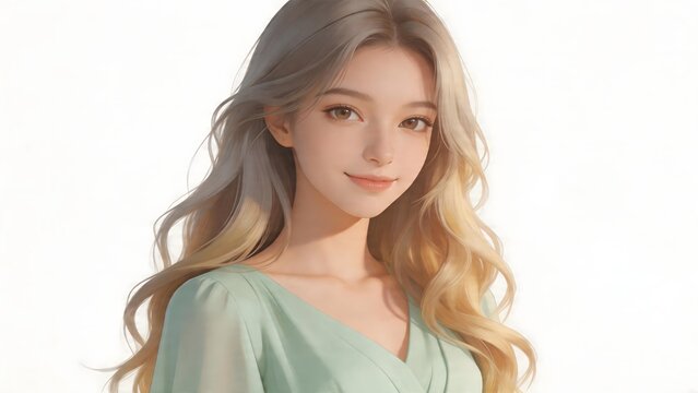 Portrait of a woman with long blonde hair