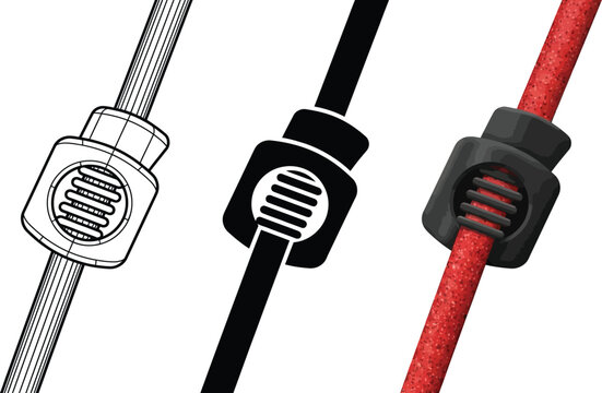 Set of cord lock toggles simple vector illustrations for outdoor gear and apparel isolated on white background
