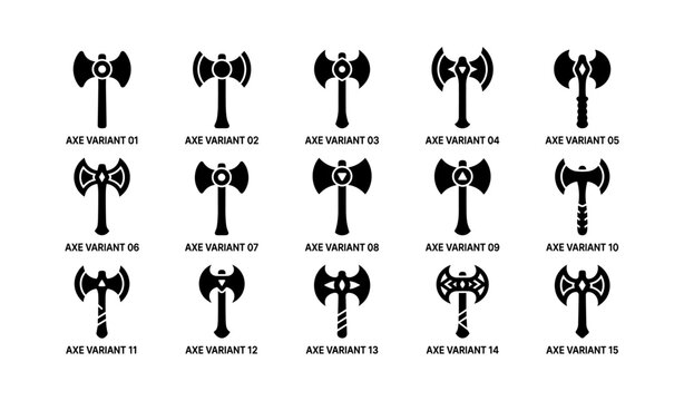 Double headed axe icons showing multiple variants on white background