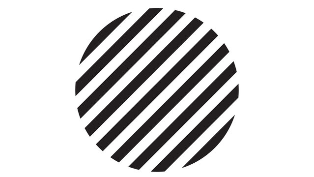 Circle filled with diagonal black and white stripes straight line graphic design stripe pattern diagonal geometric abstract contrast parallel repeated monochrome minimalist straight