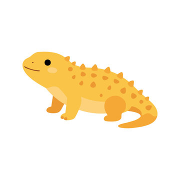 Cartoon armadillo lizard stands on a white background