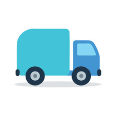 Fototapeta premium Simple vector illustration of a delivery truck on a white background in blue tones