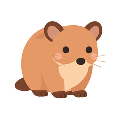 Fototapeta premium Adorable cartoon vole with rounded features stands against a white background
