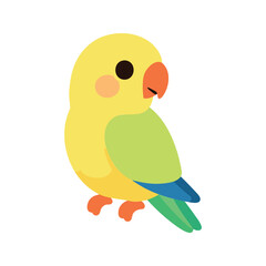 Fototapeta premium Cute lovebird illustration with yellow head and green feathers on a white background