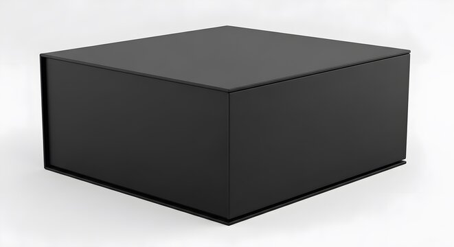Simple Closed Black Square Box Mockup on White Background