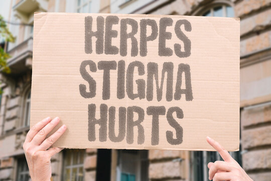 "Herpes Stigma Hurts" Social shame around herpes diagnosis prevents people from seeking testing or treatment. SOCIAL. SHAME. PREVENTS. TESTING. TREATMENT.
