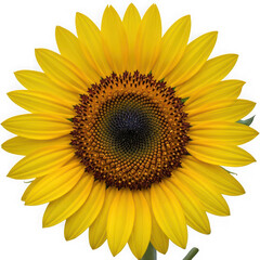 Fototapeta premium Vibrant sunflower with bright yellow petals and dark center isolated on transparent background