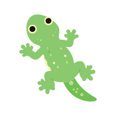 Obraz premium Vibrant green gecko with spots clinging to a surface in a cartoon style