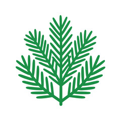 Fototapeta premium Stylized evergreen bough with needles, symbolizing nature, the forest, or holiday greenery