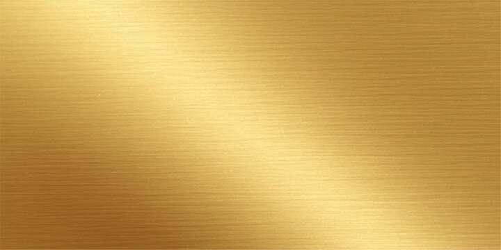 Vintage brushed gold metal plate with a metallic textured surface design and brown grunge pattern on a blank wallpaper backdrop sheet