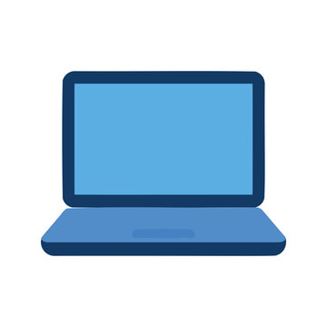 Illustration of a blue laptop with dark blue borders on a white background