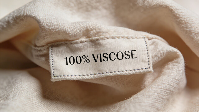 Viscose Fabric Label on Soft Textile Close-Up