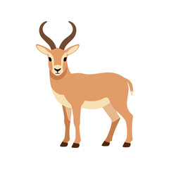 Fototapeta premium Isolated illustration of an addax antelope with twisted horns standing against a white background