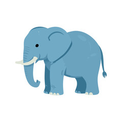 Fototapeta premium Illustration of a cute cartoon style elephant with light blue skin and white tusks