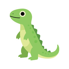 Naklejka premium Whimsical green dinosaur standing upright in a friendly pose with smooth vector art style