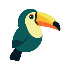 Naklejka premium Colorful cartoon toucan with yellow and orange beak on a white background