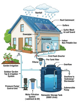 Illustrated Garden Irrigation System Diagram for Home Use.