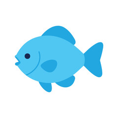 Obraz premium Stylized light blue fish with dark blue eye swims on a white background