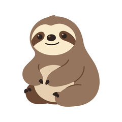 Fototapeta premium Cartoon sloth sitting down with a gentle smile on its face