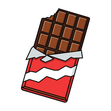 Chocolate bar with red and white wrapper