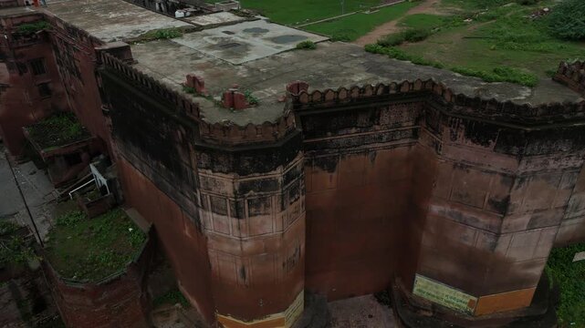 Aerial view of Kans Quila (Kans Fort) and Yamuna River, Mathura, Uttar Pradesh