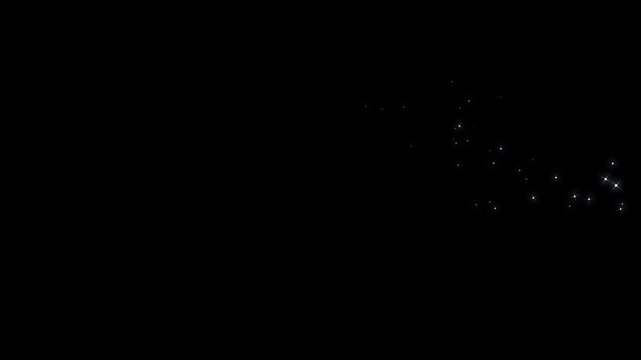 Luxury glitter sparkle star trail animation with twinkling fairy dust, glowing particle circle, shimmering stardust spiral, white magic confetti and elegant bokeh effects on black background 4K