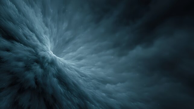 Blue-black cosmic cloud swirls form dynamic, mysterious galaxy background