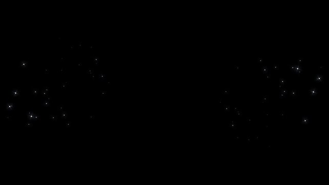 Luxury glitter sparkle star trail animation with twinkling fairy dust, glowing particle circle, shimmering stardust spiral, white magic confetti and elegant bokeh effects on black background 4K