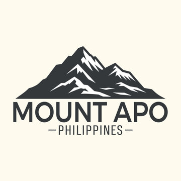 Mount Apo Philippines mountain peak summit vector logo with mountain range national park mountain