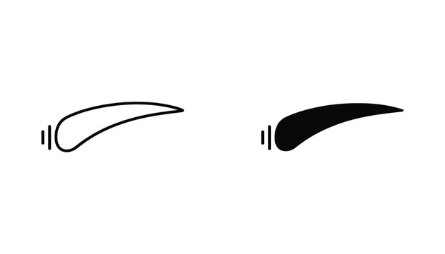 Stylized eyebrow shape icon for beauty salon and cosmetic makeup branding in line and solid black vector variations