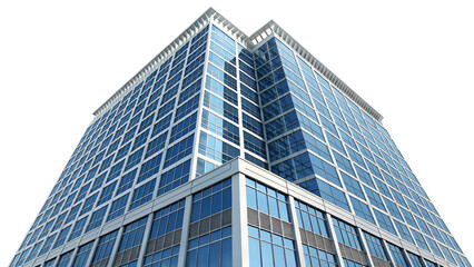 Fototapeta premium Modern Glass Office Building Skyscraper Isolated on White Background