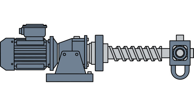 Industrial electric motor and linear screw jack assembly icon