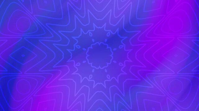 Purple and blue kaleidoscope design for vibrant backgrounds, prints, packaging, digital projects, textiles, and stationery with an abstract and geometric theme.