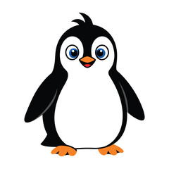 Obraz premium Cute cartoon penguin standing on white background