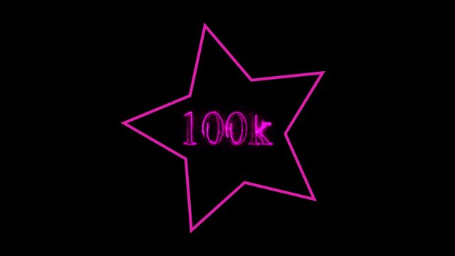 100k Followers Celebration Neon Pink Star Animation